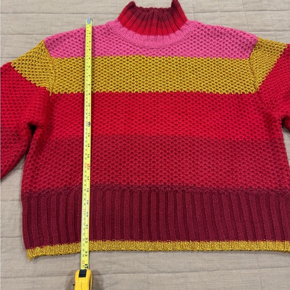 NWT FARM Rio Shiny Stripe Colorblock Turtleneck Sweater RED MULTI Medium $210 - Picture 5 of 12